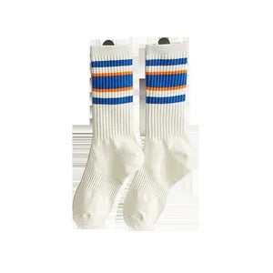 Comfortable Cotton Striped Athletic Socks For Women
