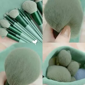 Soft Makeup Brushes Emerald Green Cosmetic Brush Set