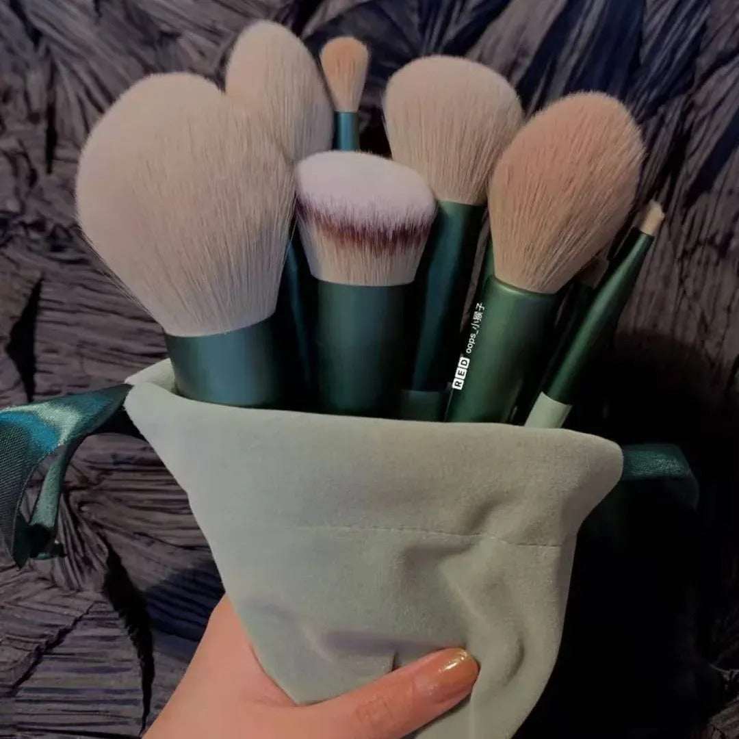 Soft Makeup Brushes Emerald Green Cosmetic Brush Set